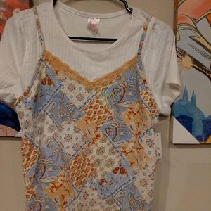 Womens Nobo xl lace sheer covered  tee shirt